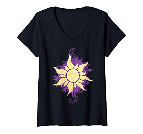 Mujer Disney Tangled Gold Sun Doodle Pendant Camiseta Cuello V