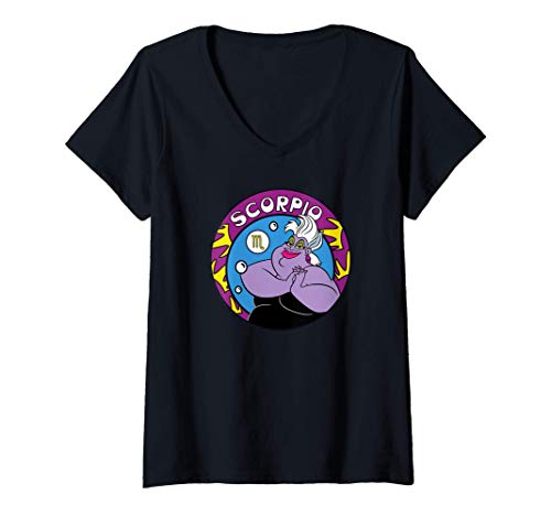 Mujer Disney Villains Ursula Scorpio Zodiac Camiseta Cuello V