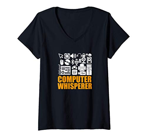 Mujer Funny Computer Whisperer Storage Cloud Network Guru Gifts Camiseta Cuello V