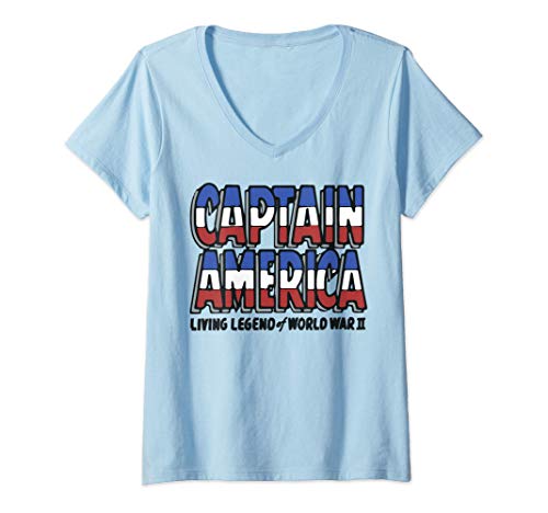 Mujer Marvel Captain America Living Legend Of World War II Camiseta Cuello V