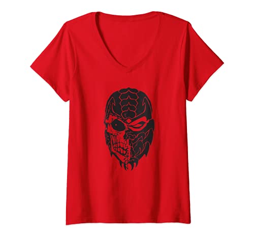 Mujer Mortal Kombat 9 Scorpion Skull Icon Camiseta Cuello V