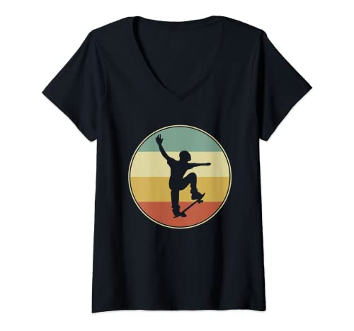 Mujer Skateboarding Skater Regalo Skateboard Camiseta Cuello V