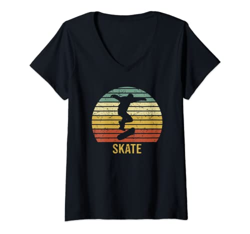 Mujer Skateboarding Skater Regalo Skateboard Camiseta Cuello V