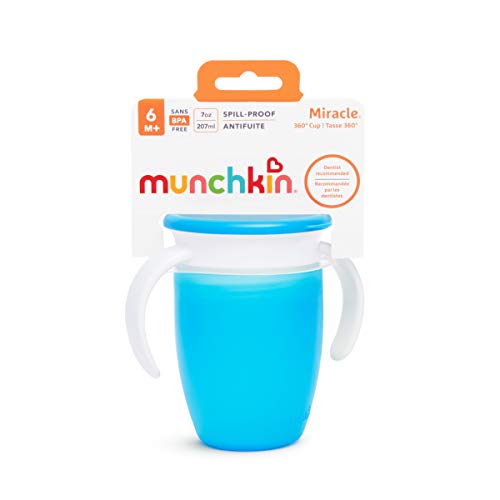 Munchkin Miracle 360° Vaso de Entrenamiento con Asas, Azul (Blue), 207 ml