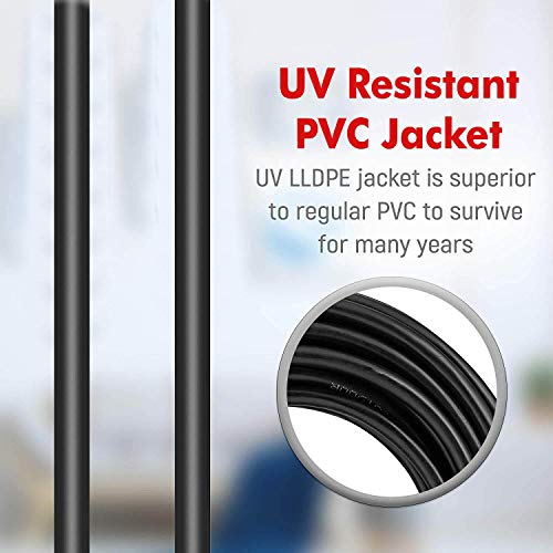 MutecPower 15m Cat 7 Impermeables para Exteriores - RJ45 Cable de Red ethernet Latiguillo para soterramiento Directo - SSTP - 600 MHz - Negro 15 Metros con Bridas y Clips