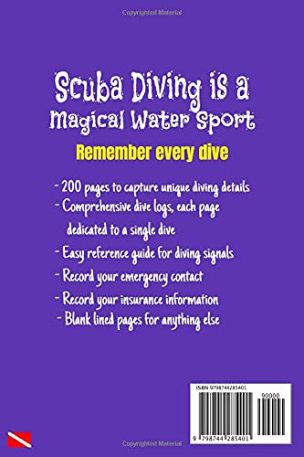 MY SCUBA DIVING LOG BOOK | Record every memory: Best Book to Record Dives! 200 pages! Purple Cover, Men or Women, 6”x9”, One full page for each dive ... SCUBA DIVING JOURNALS | Record Every Memory)