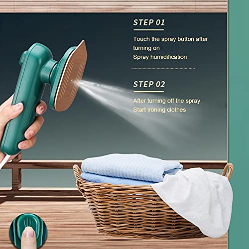 MZNTBW Steam Iron Handheld, Micro Plancha de Vapor Profesional Mini Vaporizador de Ropa de Mano Portátil Lightweight Steamer For Clothes Support Dry and Wet Ironing