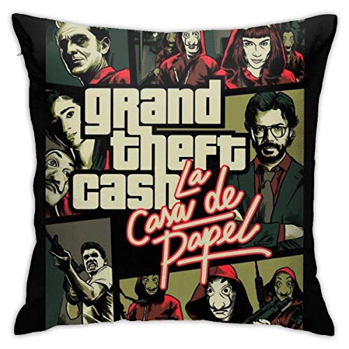 NA Fundas de Almohada cuadradas de Grand Theft Cash para cojín de sofá, Funda de cojín Decorativa para sofá, decoración del hogar