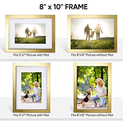 Nacial Juego de 4 marcos de fotos dorados de 20 x 25 cm, marco de fotos de 13 x 18 cm, de PVC con paspartú y cristal de plexiglás, marco extraíble para collage, retratos, cómics