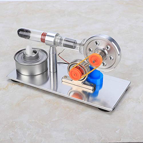 Nannday 【?????? ?????】 Motor Stirling, Cilindro único Modelo Sterling Motor Steam Power Physics Science Lab Herramienta de enseñanza con luz LED, Regalo para niños Adultos Craft Orname