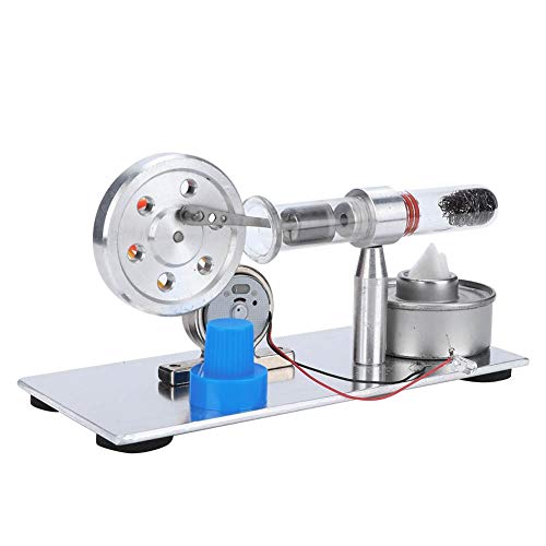 Nannday 【𝐒𝐞𝐦𝐚𝐧𝐚 𝐒𝐚𝐧𝐭𝐚】 Motor Stirling, Cilindro único Modelo Sterling Motor Steam Power Physics Science Lab Herramienta de enseñanza con luz LED, Regalo para niños Adultos Craft Orname