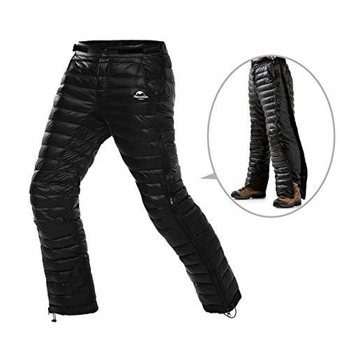 Naturehike Pantalones Gruesos de Invierno Pantalones de esquí de Nieve Calor térmico Pantalones de plumón Calientes a Prueba de Viento al Aire Libre (Negro XL)