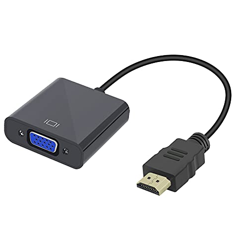 NIAGUOJI - Adaptador HDMI a VGA, 1080P, HDTV, macho a hembra, convertidor de audio para PC, monitor, proyector, HDTV, Xbox, color negro, 1 unidad