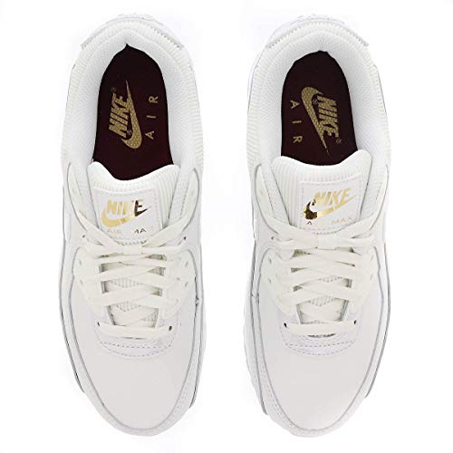 Nike Air MAX 90, Zapatillas Deportivas Mujer, Blanco Summit White Summit White Dark Beetroot, 38 EU