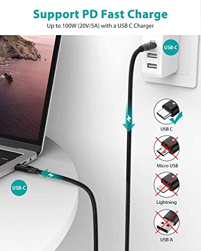 NIMASO Cable USB C a USB C PD 3.1 Gen 2 2M,Cable USB Tipo C Carga Rápida 100W/10Gbps,Soporta Vídeo 4K@60HZ iPad Pro 2020/11/12.9,iPad Mini 6,Macbook Air 2020, Galaxy S21/S20,Huawei MateBook,Nexus 5X