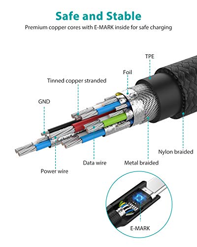 NIMASO Cable USB C a USB C PD 3.1 Gen 2 2M,Cable USB Tipo C Carga Rápida 100W/10Gbps,Soporta Vídeo 4K@60HZ iPad Pro 2020/11/12.9,iPad Mini 6,Macbook Air 2020, Galaxy S21/S20,Huawei MateBook,Nexus 5X