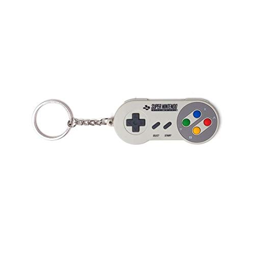 Nintendo Super Controller - Llavero de goma 3D, color gris, 16 cm