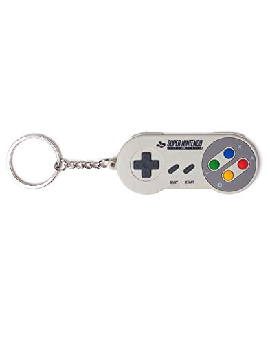 Nintendo Super Controller - Llavero de goma 3D, color gris, 16 cm