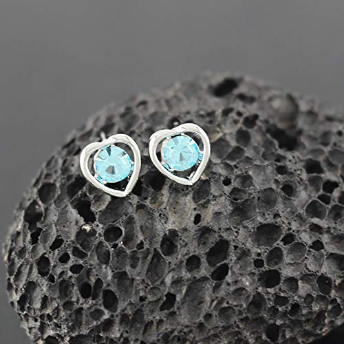 Ogquaton - Juego de joyas de plata Sky Blue Heart con colgante de cristal + pendientes + pulsera para mujeres y niñas, respetuoso con el medio ambiente y práctico