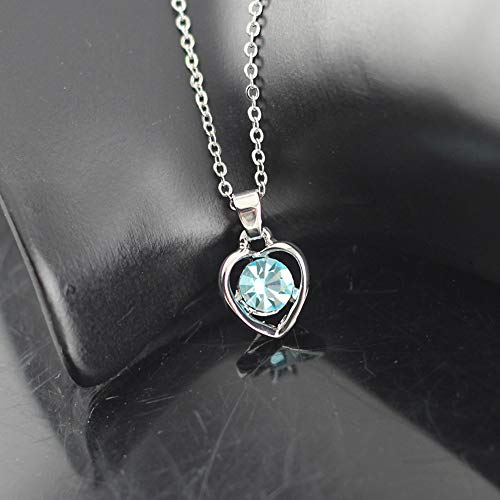 Ogquaton - Juego de joyas de plata Sky Blue Heart con colgante de cristal + pendientes + pulsera para mujeres y niñas, respetuoso con el medio ambiente y práctico