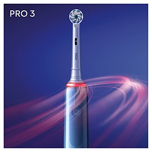 Oral-B PRO 3 Cepillo de Dientes Eléctrico con Mango Recargable y Sensor de Presión, Tecnología Braun y 1 Cabezal de Recambio, 3000 - Azul