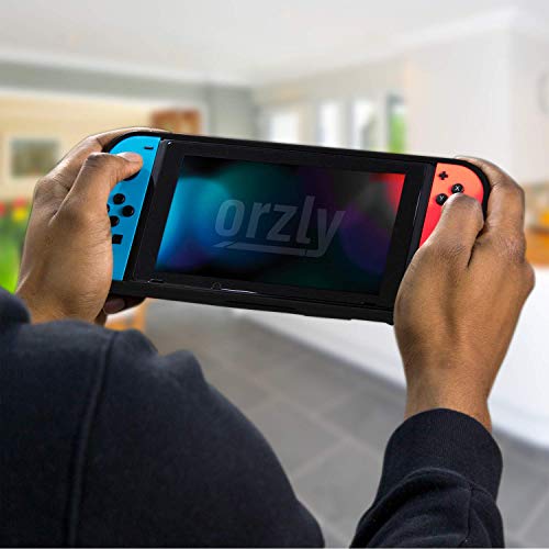 Orzly Funda Comfort Grip Case para la Nintendo Switch – Carcasa Protectora con puños de Mano Rellenos Integrados para la Parte Posterior de la Consola Nintendo Switch en su Modo Gamepad - Negro Mate