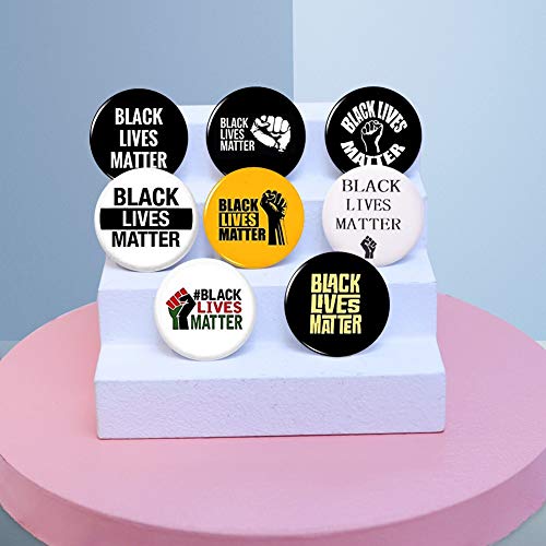 Panic Buttons Black LIVES MATTER 8 NUEVO 1 pulgada (25 mm), juego de 8 pines de botón de pin back de 2,54 cm BLM