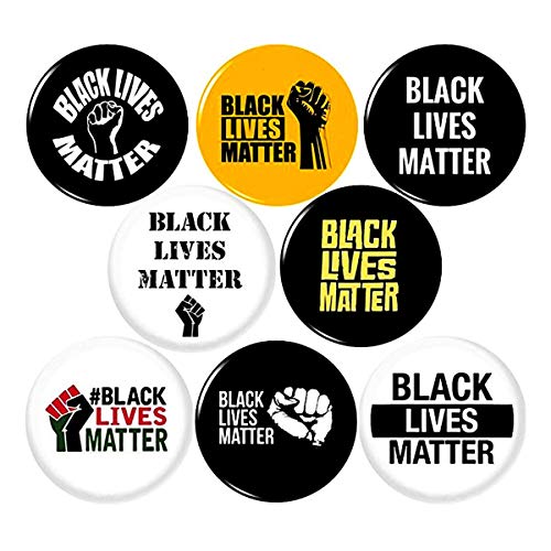 Panic Buttons Black LIVES MATTER 8 NUEVO 1 pulgada (25 mm), juego de 8 pines de botón de pin back de 2,54 cm BLM