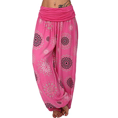 Pantalones de verano ligeros con círculo para la playa, harem Aladin flor Ali Baba Pluder 190 Rosa 2 36/40 ES