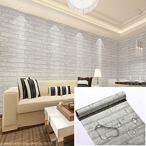 Papel Pintado Papel Pared Autoadhesivo Ladrillo Empapelado Pegatina Mural Paneles Decorativos Wallpaper Extraíble Impermeable Decoración para Hogar Cocina Salón Moderna TV Decor