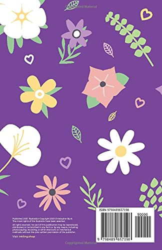 Password notebook, purple: Floral design password notebook for seniors, large print