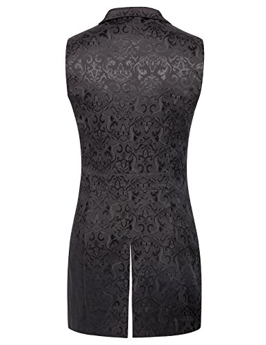 PaulJones Chaqueta de Hombre Abrigo Retro Vintage Steampunk Gothic Jacquard Talla S Negro