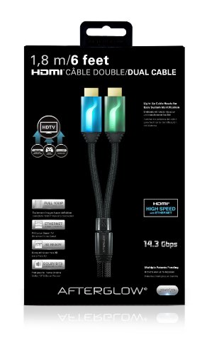 PDP - Dual Cable HDMI 6' Afterglow, Color Azul/Verde