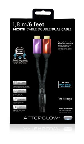 PDP - Dual Cable HDMI 6' Afterglow, Color Lila/Rojo