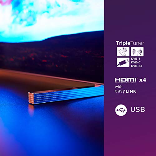 Philips 55OLED804/12 Televisor Smart TV OLED 4K UHD, 55 Pulgadas (Android TV, Ambilight 3 Lados, HDR10+, Dolby Vision, P5 Picture Engine, Google Assistant, Compatible con Alexa)