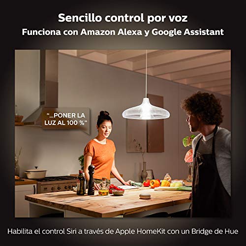 Philips Hue - Bombilla inteligente, E27, Luz cálida regulable, 15.5W, Compatible con Alexa y Google Home - Pack de 1 Bombilla LED inteligente