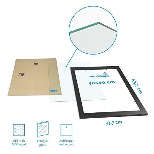 Photolini Juego de 3 Marcos Modernos 21x30 cm y 30x40 cm Basic Collectioncon paspartú, Negro, de MDF, Incluyendo Accesorios | Collage de Fotos | galería de imágenes