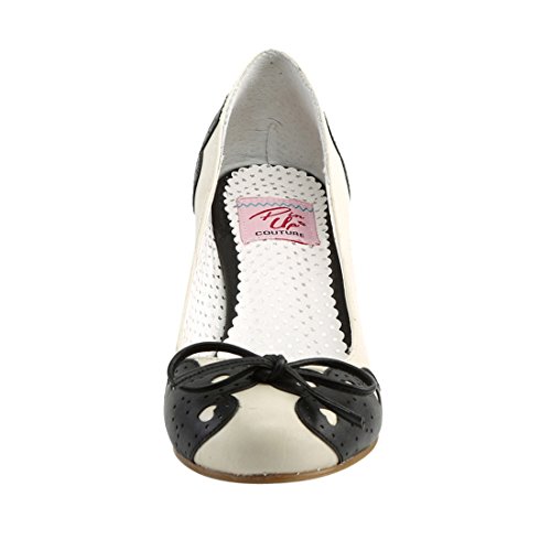 Pin Up Couture WIGGLE-17 Blk-Cream Faux Leather UK 3 (EU 36)
