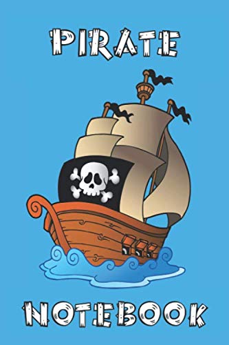 Pirate Notebook - Ship - Skull - Blue - White - College Ruled