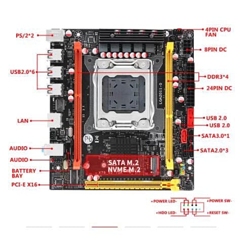 Placa base X79 LGA 2011 USB2.0 SATA3 Protocolo dual M.2 Compatible con memoria DDR3 REG ECC y procesador Xeon E5 V1 V2 Placas base de computadora X79 V2.73Placa base de computadora de escritorio