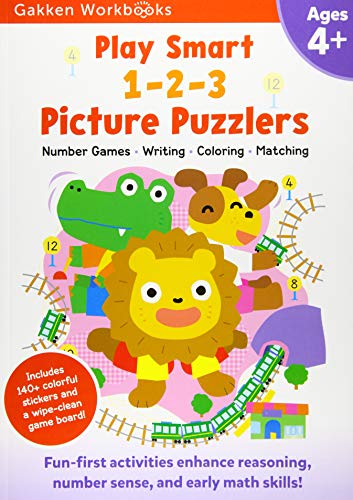 Play Smart 1-2-3 Picture Puzzlers Age 4+, Volume 21: At-Home Activity Workbook: Pre-K Activity Workbook with Stickers for Toddlers Ages 4, 5, 6: Learn ... Color Pages) (Gakken Workbooks: Play Smart)