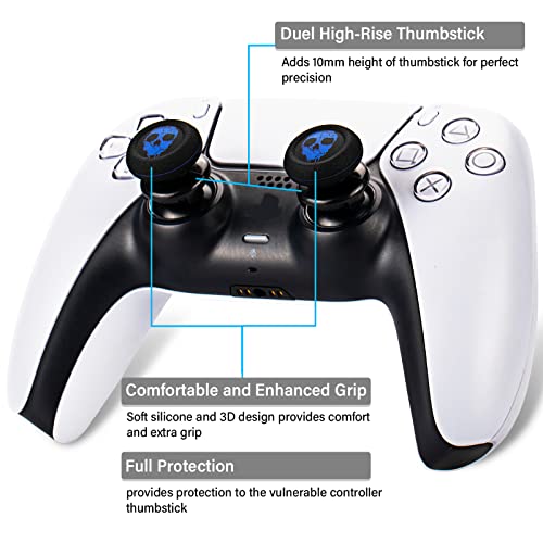 Playrealm FPS Thumbstick Grip Agarres para el Pulgar Extensor Y Impresión Caucho Silicona Apretón Cubrir 2 juegos para Controlador PS5 Dualsenese y PS4 (Fantasma Azulado)