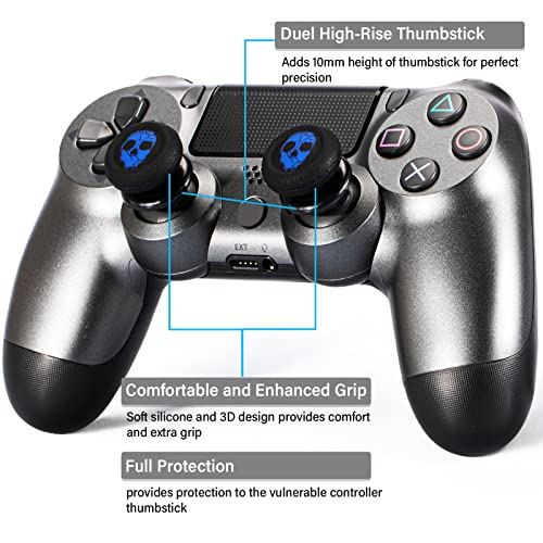 Playrealm FPS Thumbstick Grip Agarres para el Pulgar Extensor Y Impresión Caucho Silicona Apretón Cubrir 2 juegos para Controlador PS5 Dualsenese y PS4 (Fantasma Azulado)