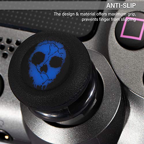 Playrealm FPS Thumbstick Grip Agarres para el Pulgar Extensor Y Impresión Caucho Silicona Apretón Cubrir 2 juegos para Controlador PS5 Dualsenese y PS4 (Fantasma Azulado)