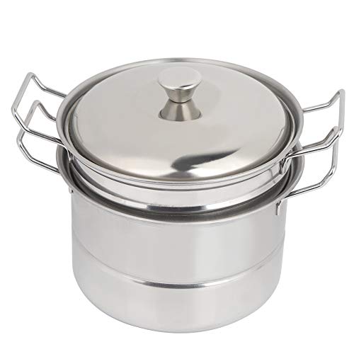 Playtoy Steamer Pot, mini olla de vapor de juguete de acero inoxidable para niños, ligera, para suministros de cocina de juguete, productos de cocina de juguete