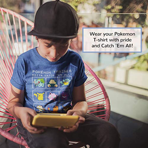 Popgear Pokemon Trainer Boys T-Shirt Royal Blue Heather Camiseta, Azul Real Jaspeado, 7-8 Años para Niños