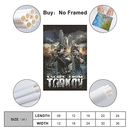 Póster de lienzo con dibujos animados de juego Escape from Tarkov y arte de pared con impresión moderna para decoración de dormitorio familiar para familiares y amigos, 60 x 90 cm