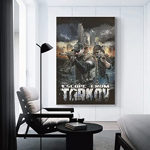 Póster de lienzo con dibujos animados de juego Escape from Tarkov y arte de pared con impresión moderna para decoración de dormitorio familiar para familiares y amigos, 60 x 90 cm
