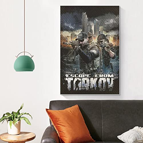 Póster de lienzo con dibujos animados de juego Escape from Tarkov y arte de pared con impresión moderna para decoración de dormitorio familiar para familiares y amigos, 60 x 90 cm