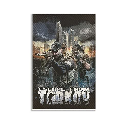 Póster de lienzo con dibujos animados de juego Escape from Tarkov y arte de pared con impresión moderna para decoración de dormitorio familiar para familiares y amigos, 60 x 90 cm